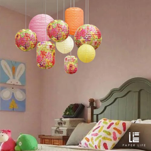 Paper Life - Paper lantern set - Foldable paper lanterns suitable for parties - Weddings - Classrooms - Children's rooms - Indoor decorative lighting - Hanging lamps - Popular patterned designs