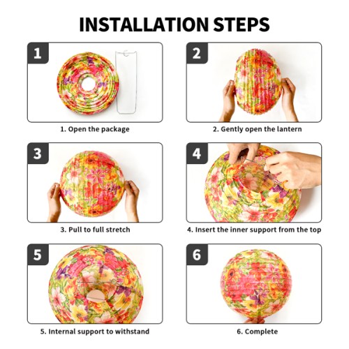 Paper Life - Paper lantern set - Foldable paper lanterns suitable for parties - Weddings - Classrooms - Children's rooms - Indoor decorative lighting - Hanging lamps - Popular patterned designs
