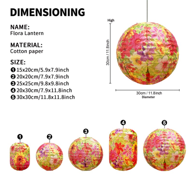 Flora Paper Lanterns detail view