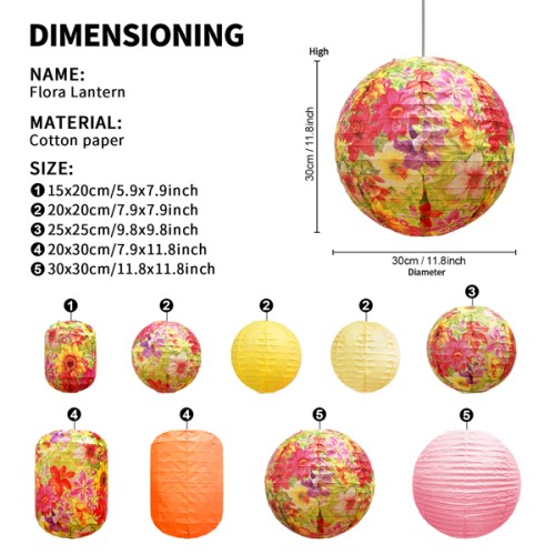 Paper Life - Paper lantern set - Foldable paper lanterns suitable for parties - Weddings - Classrooms - Children's rooms - Indoor decorative lighting - Hanging lamps - Popular patterned designs