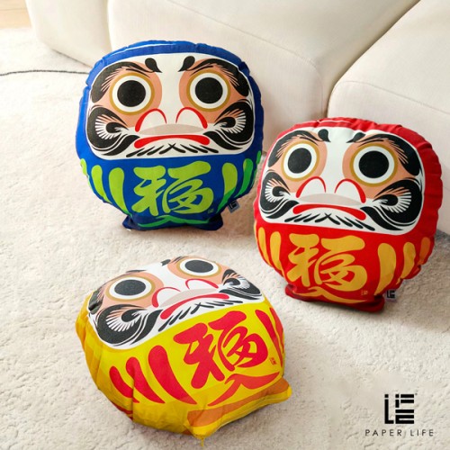 Paper Life - Japanese Style Tama Pattern Throw Pillow Covers - 40cm x 40cm (15.7 x 15.7 inches) - Set of 3 - Red - Yellow - Blue - Inner Lining Included - But no Cotton fillers