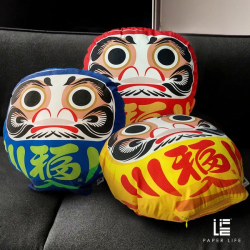 Paper Life - Japanese Style Tama Pattern Throw Pillow Covers - 40cm x 40cm (15.7 x 15.7 inches) - Set of 3 - Red - Yellow - Blue - Inner Lining Included - But no Cotton fillers