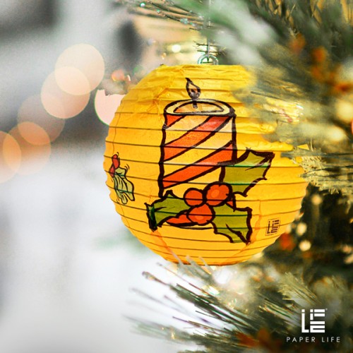 Paper Life - Set of 8 Handmade Christmas Paper Lanterns - Spherical 15cm - Featuring Santa, Snowman, Reindeer, and Gingerbread Designs - Festive Party Decorations 