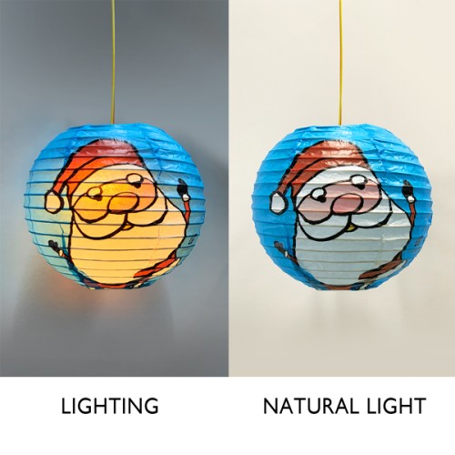 Paper Life - Set of 8 Handmade Christmas Paper Lanterns - Spherical 15cm - Featuring Santa, Snowman, Reindeer, and Gingerbread Designs - Festive Party Decorations