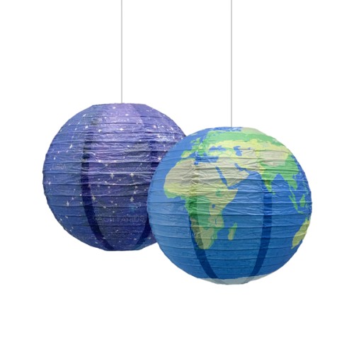 Paper Life - Spherical Paper Lanterns - 8 Planets Pattern - 30cm（11.8 inches） Diameter - Foldable - Handmade Ceiling Decor - Pendant lamp shade