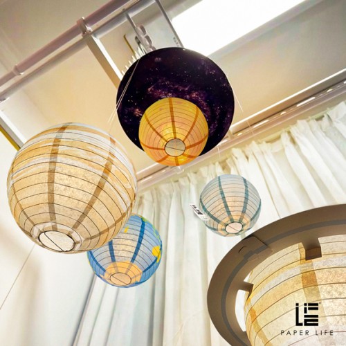 Paper Life - Spherical Paper Lanterns - 8 Planets Pattern - 30cm（11.8 inches） Diameter - Foldable - Handmade Ceiling Decor - Pendant lamp shade