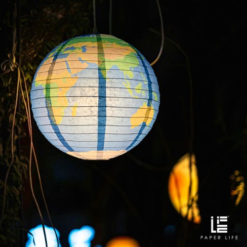 Paper Life - Spherical Paper Lanterns - 8 Planets Pattern - 30cm（11.8 inches） Diameter - Foldable - Handmade Ceiling Decor - Pendant lamp shade