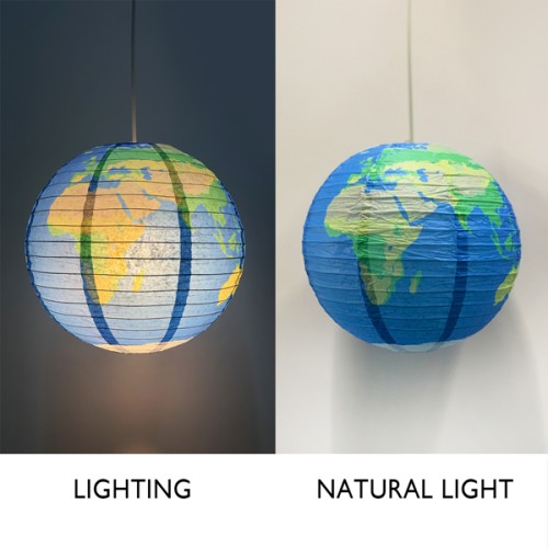Paper Life - Spherical Paper Lanterns - 8 Planets Pattern - 30cm（11.8 inches） Diameter - Foldable - Handmade Ceiling Decor - Pendant lamp shade