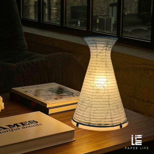 Paper Life - Hand-Crafted White Paper Desk Lamp - Hourglass Shape - E12 Bulb - Lotus Flower Texture - Complete UL Certification - Folded - Handmade