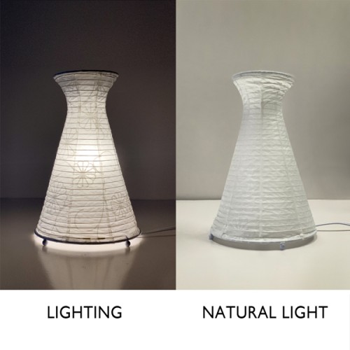 Paper Life - Hand-Crafted White Paper Desk Lamp - Hourglass Shape - E12 Bulb - Lotus Flower Texture - Complete UL Certification - Folded - Handmade