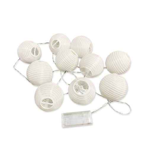 Paper Life - White Paper Lantern String Lights - 10 Lanterns - 2 Meters（78.7 in） Long - 7.5cm（3 in） Diameter - Powered by 2 AA Batteries (not Included) - Can be Folded - Bedroom Atmosphere Decoration