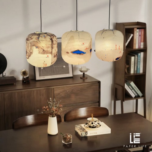 Paper Life - Chinese Paper Lanterns - Chinese Landscape Painting - Artist's Artwork - Decorative Lampshade - Handmade Paper Lantern - Photography Props - Bedroom Chandelier - Foldable and Easy to Asse