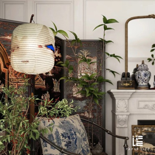 Paper Life - Chinese Paper Lanterns - Chinese Landscape Painting - Artist's Artwork - Decorative Lampshade - Handmade Paper Lantern - Photography Props - Bedroom Chandelier - Foldable and Easy to Asse