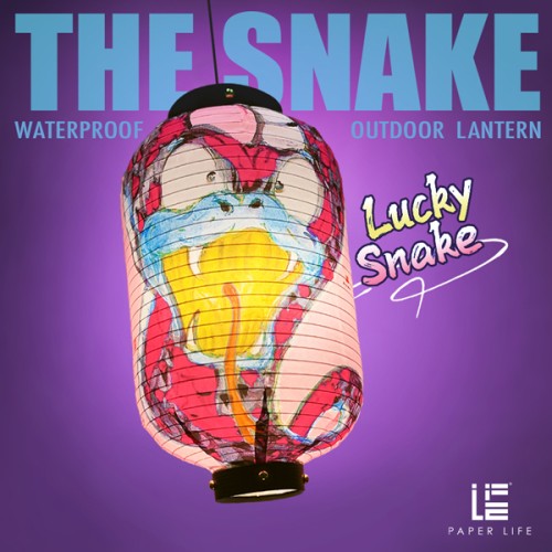 Paper Life - Lucky Snake Paper Lanterns - Set of 4 - Assorted Colors - 20cm（7.9 in） Diameter - 35cm（13.8 in） Height - Handcrafted Decorative Lamp Shades - Foldable - Chinese Year of the Snake 
