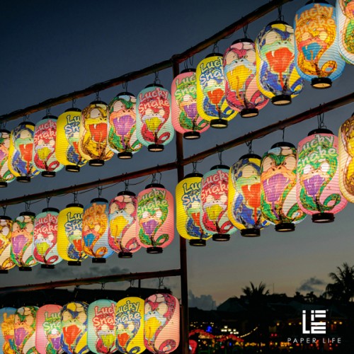 Paper Life - Lucky Snake Paper Lanterns - Set of 4 - Assorted Colors - 20cm（7.9 in） Diameter - 35cm（13.8 in） Height - Handcrafted Decorative Lamp Shades - Foldable - Chinese Year of the Snake
