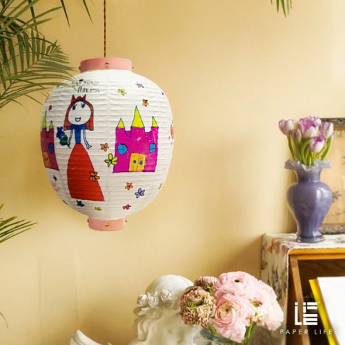 Paper Life - Princess Paper Lanterns - Customized for Children's Paintings - Cartoon Fairy Tale Pattern - Steel Wire Frame - Foldable - Handmade - Party Decorations - Home Decor