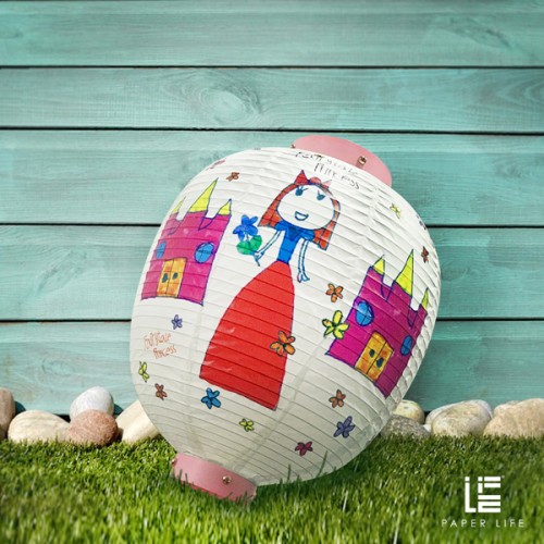 Paper Life - Princess Paper Lanterns - Customized for Children's Paintings - Cartoon Fairy Tale Pattern - Steel Wire Frame - Foldable - Handmade - Party Decorations - Home Decor