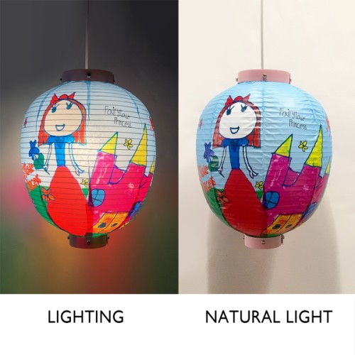 Paper Life - Princess Paper Lanterns - Customized for Children's Paintings - Cartoon Fairy Tale Pattern - Steel Wire Frame - Foldable - Handmade - Party Decorations - Home Decor