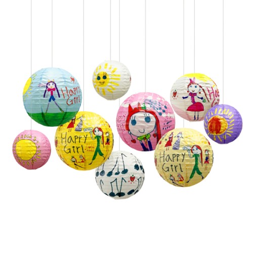 Paper Life - Happy Girl Paper Lanterns - Foldable Paper Lanterns Suitable for Parties - Party Decorations - Classrooms - Children's Rooms - Indoor Decorative Lighting - Hanging Lamps - Home Decor 