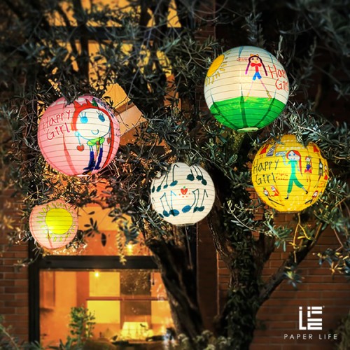 Paper Life - Happy Girl Paper Lanterns - Foldable Paper Lanterns Suitable for Parties - Party Decorations - Classrooms - Children's Rooms - Indoor Decorative Lighting - Hanging Lamps - Home Decor