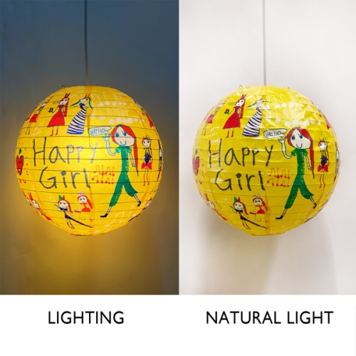 Paper Life - Happy Girl Paper Lanterns - Foldable Paper Lanterns Suitable for Parties - Party Decorations - Classrooms - Children's Rooms - Indoor Decorative Lighting - Hanging Lamps - Home Decor